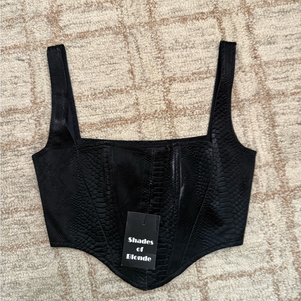 Black Snake Print Corset Top